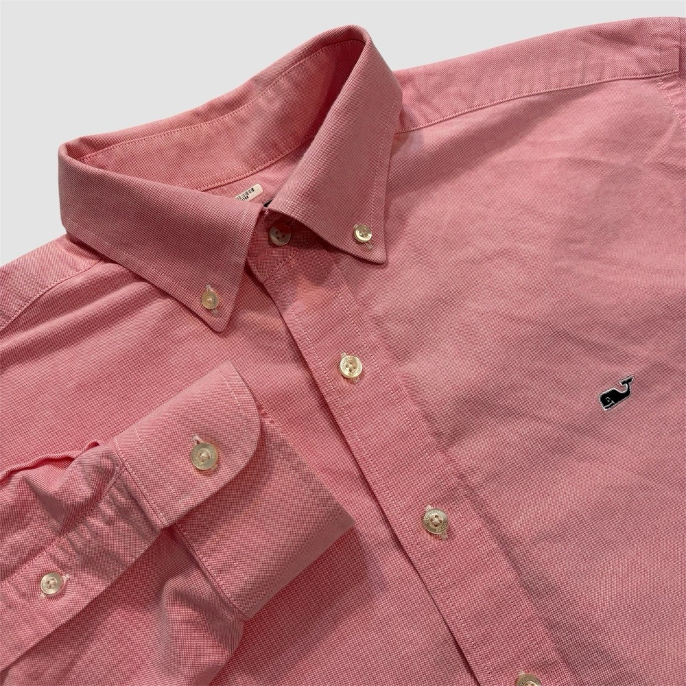 Vineyard Vines Men's Large Oxford Classic Fit Whale Long Sleeve Button Down Pink